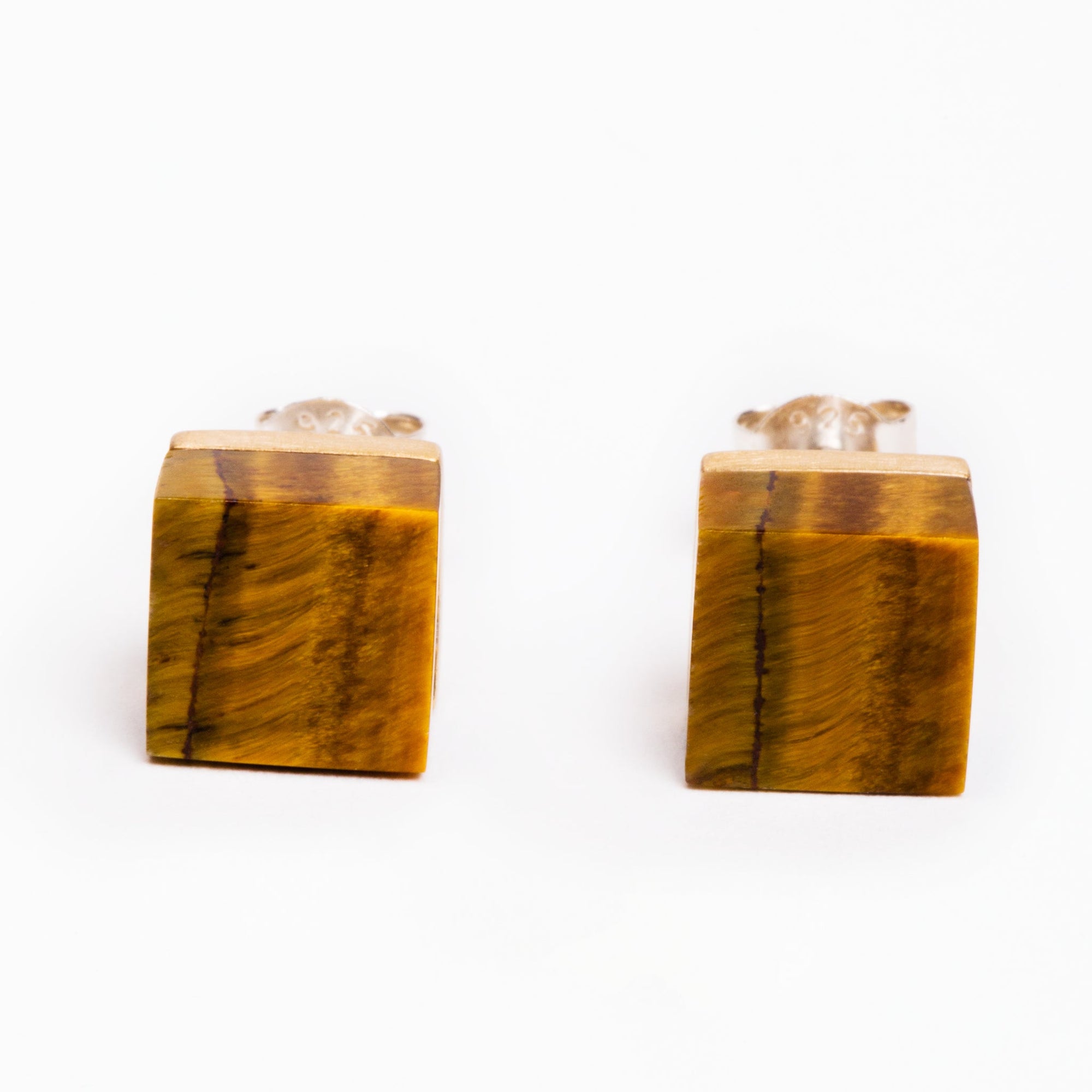 Cubic Earrings | Brass | Tiger's Eye