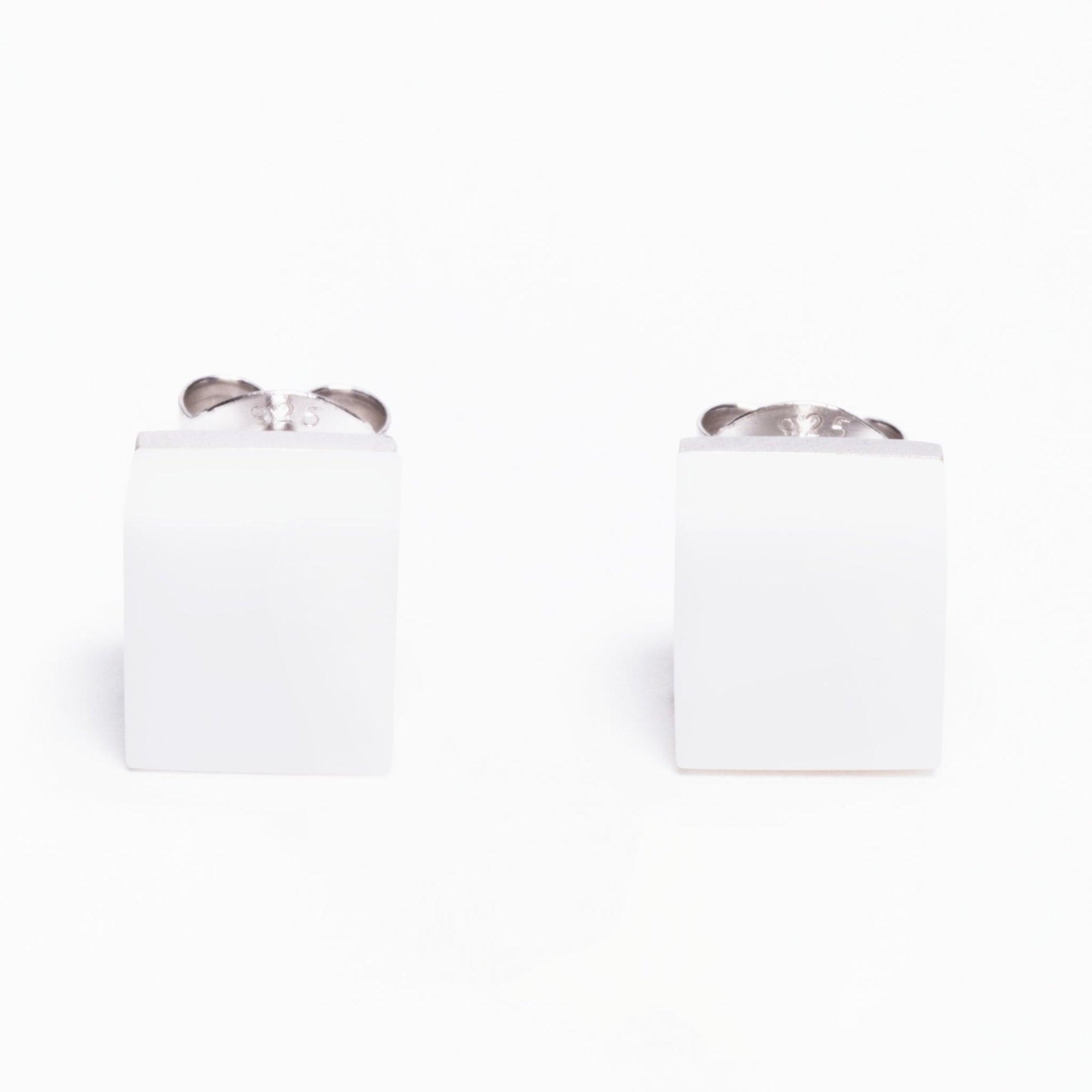 Cubic Earrings | Silver | White Agate