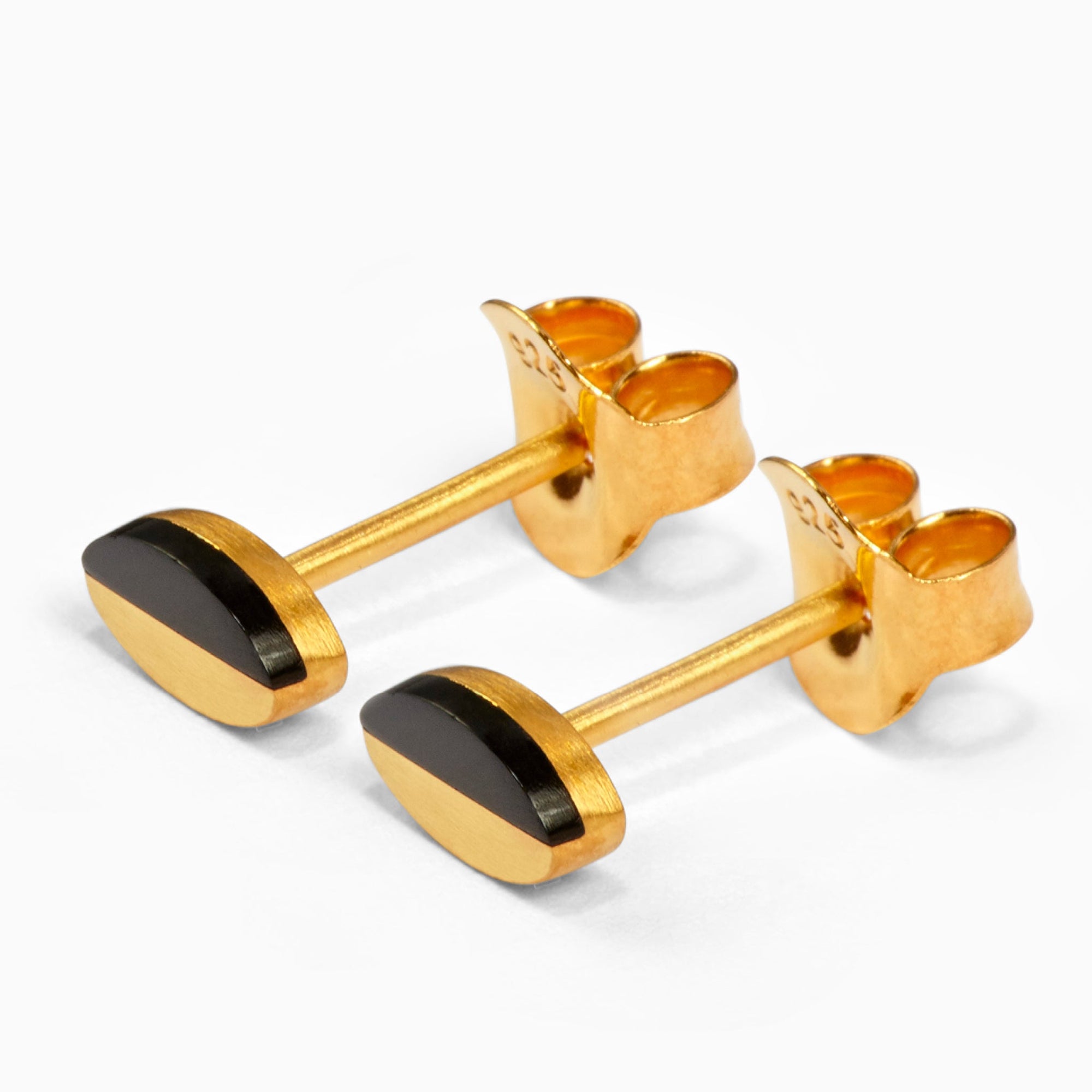 Oval Earrings | 18K Gold Plated | Onyx