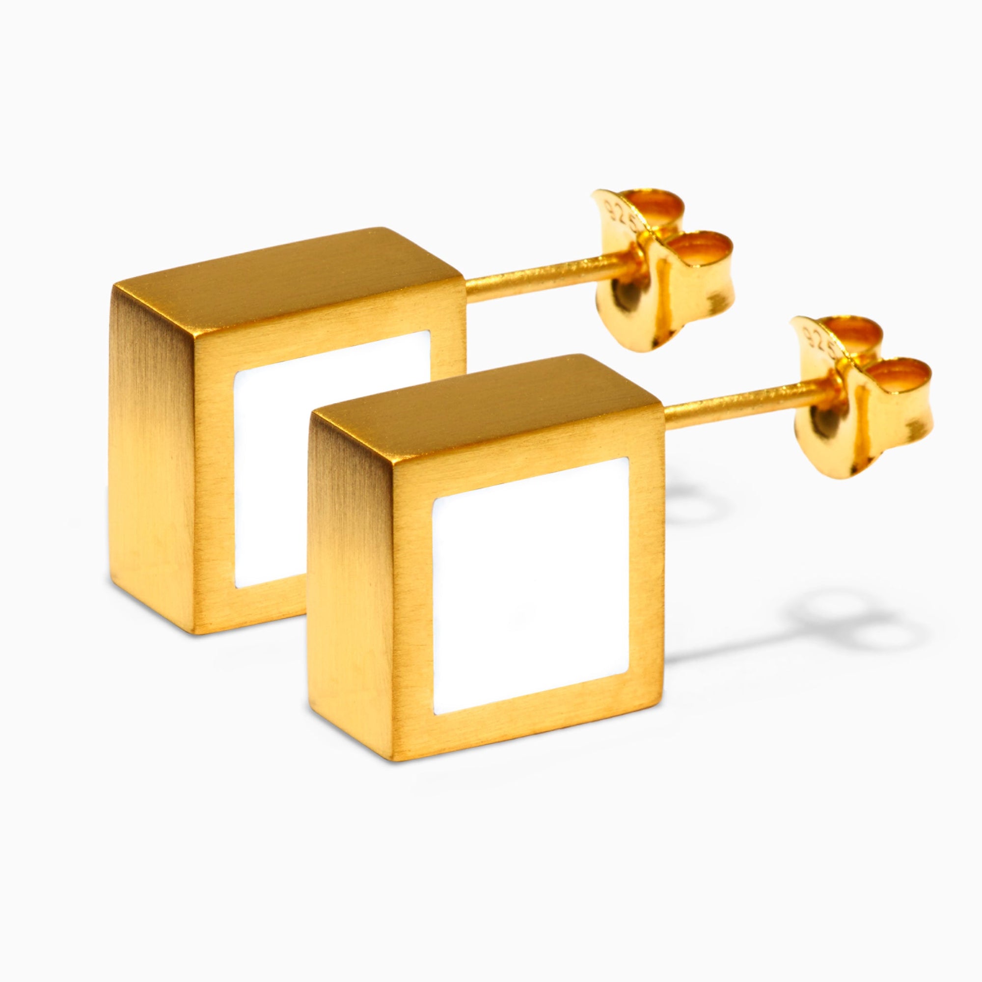 Phi Earrings | 18K Gold Plated | White Agate