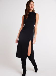 Mock Neck Midi Dress | Black