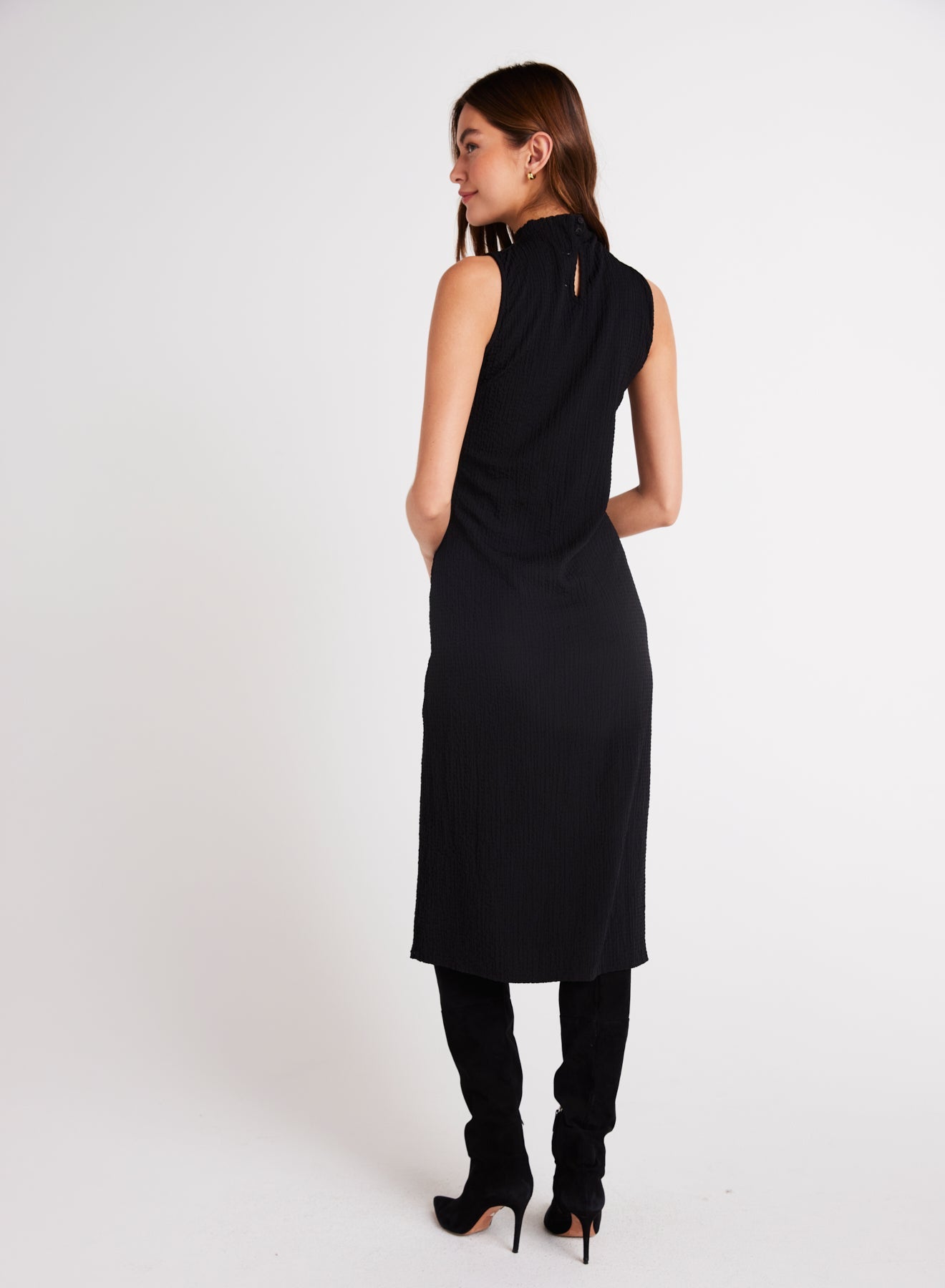 Mock Neck Midi Dress | Black
