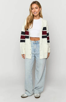 Nikkitta Striped Cardigan | Cream