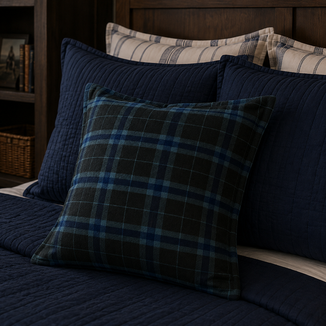 Aberdeen Euro Pillow | Velvet Green / Indigo
