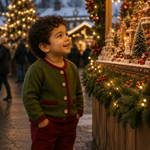 Kids | Salzburg Cardigan | Pine / Scarlet