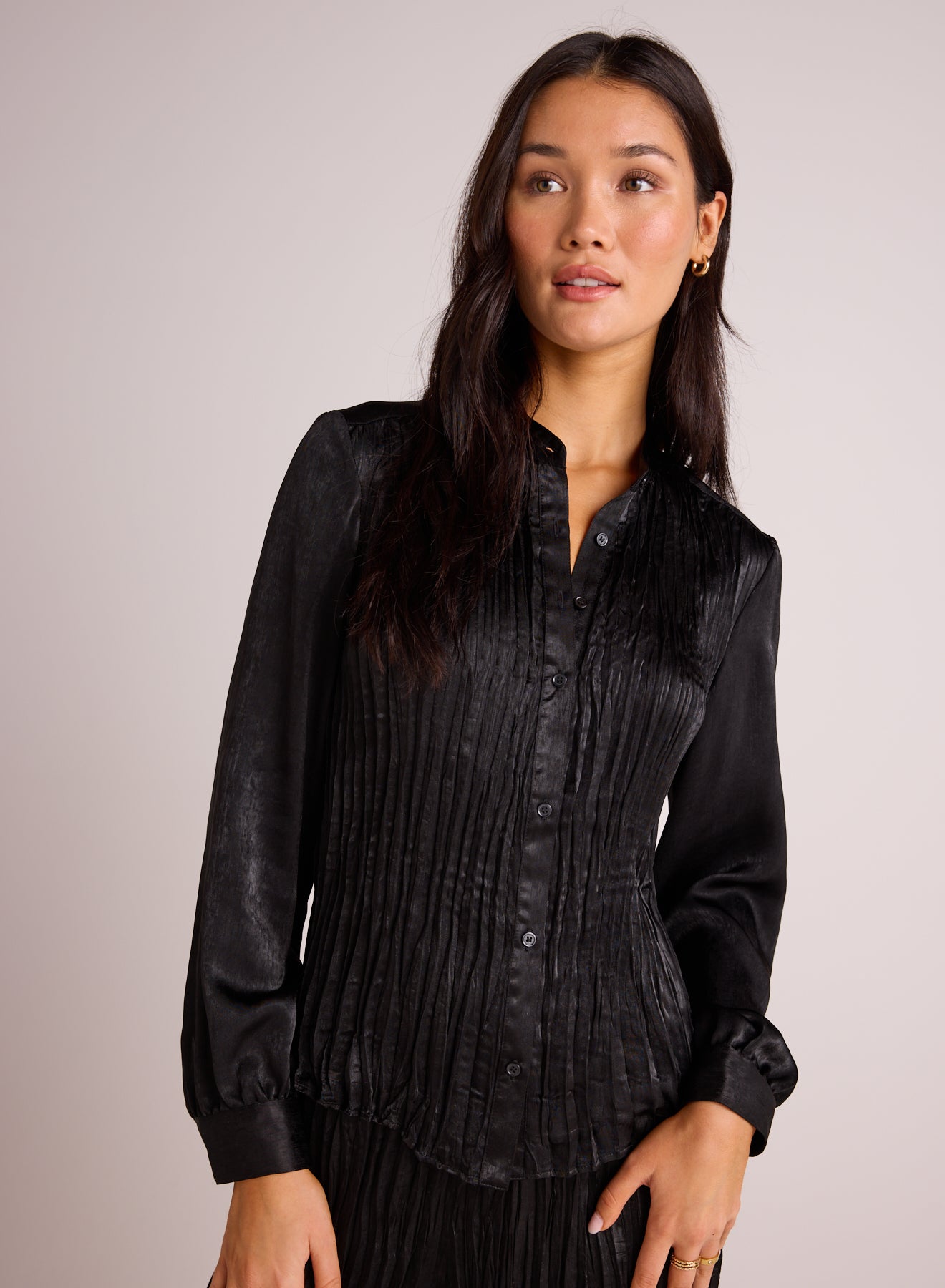Pleated Bodice Shirt | Black