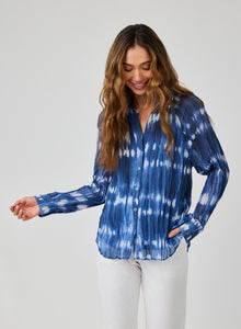 Pleated Raglan Sleeve Shirt | Ocean Tides Print
