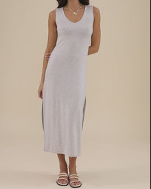 V-neck Muscle Midi Dress | Lt Heather Grey