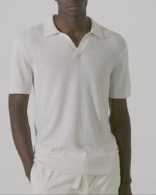 Horton Pique Tailored Fit Silk-Cotton Polo Shirt | White Sand