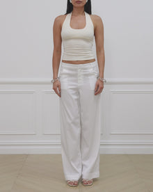Scoop Neck Halter Tank | Ivory