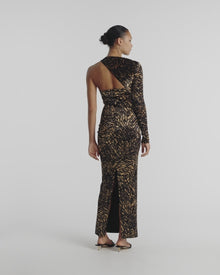 Neave Asymmetric Crushed Velvet Midi Dress | Fur Stroke Animal