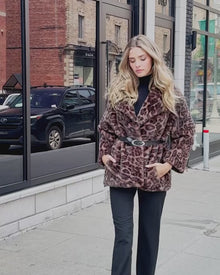 Fur-Free Mink (Faux Fur) Jacket, Belt | Leopard Print