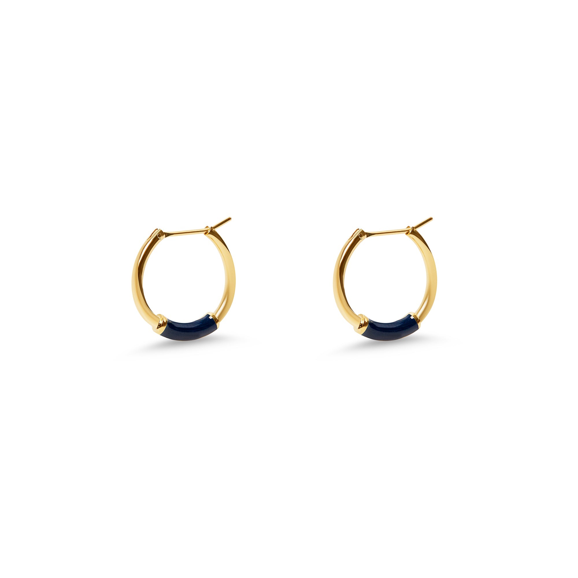 The Small Enamel Hoop Navy | 18K Yellow Gold-Plated