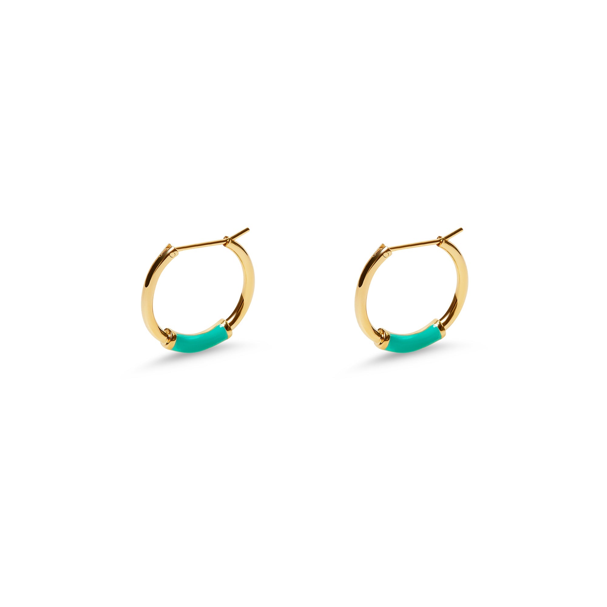 The Small Enamel Hoop Turquoise | 18K Yellow Gold-Plated