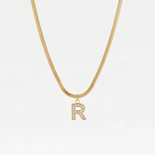 The Large Herringbone Pave Initial Necklace | 18Kt Gold Plated