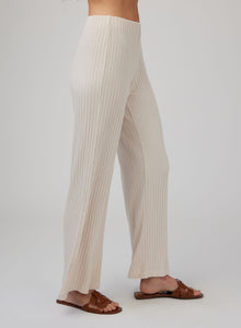 Ribbed Wide Leg Pant | Sand Shell