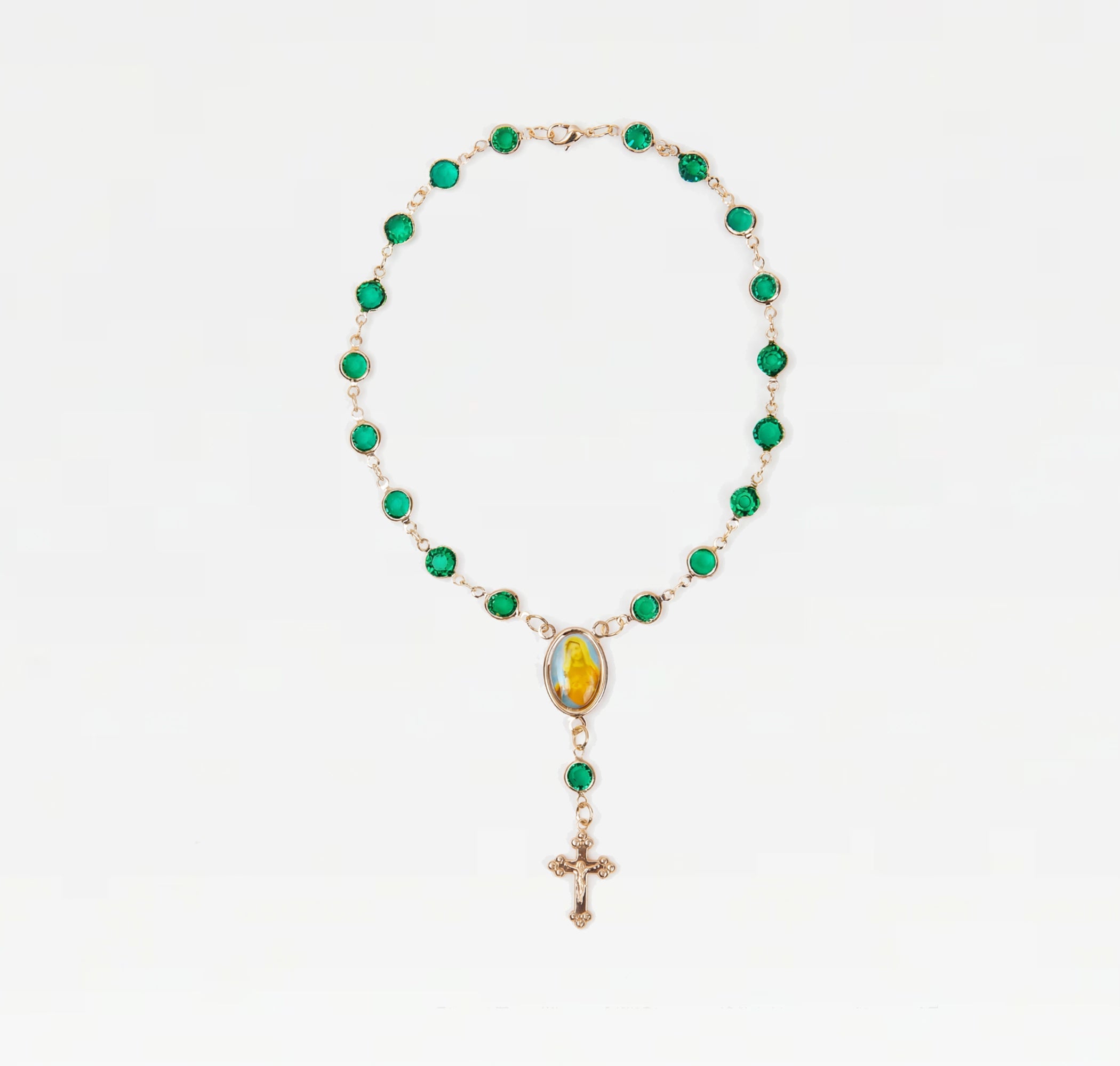 The Emerald Rosary Anklet | 18Kt Gold Plated
