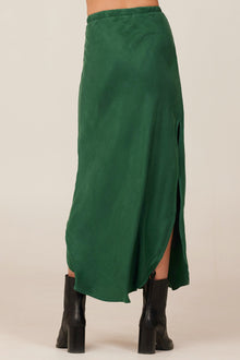 Asymmetric Side Slit Bias Skirt - Emerald Pine