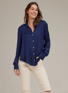 Side Slit Button Down Shirt | Midnight Royal