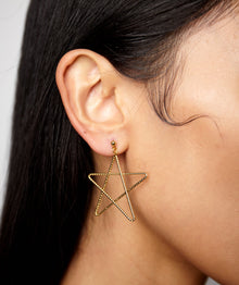 Scribble Star Dangle Earrings | Gold Vermeil