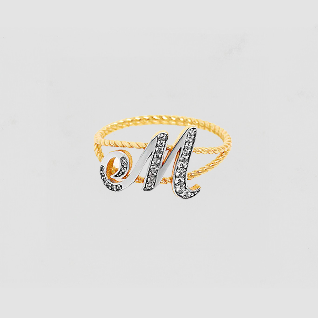 The Script Letter Rope Ring | Sterling Silver 18Kt Gold Vermeil