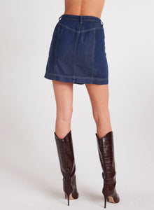 Seamed Button Front Skirt | Dark Denim