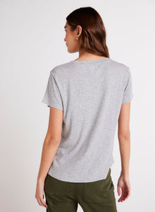 Side Slit V-Neck Tee | Heather Ash