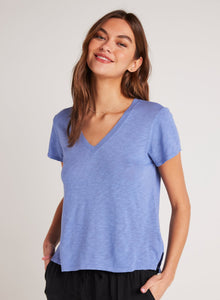 Side Slit V|Neck Tee | Peri Blue