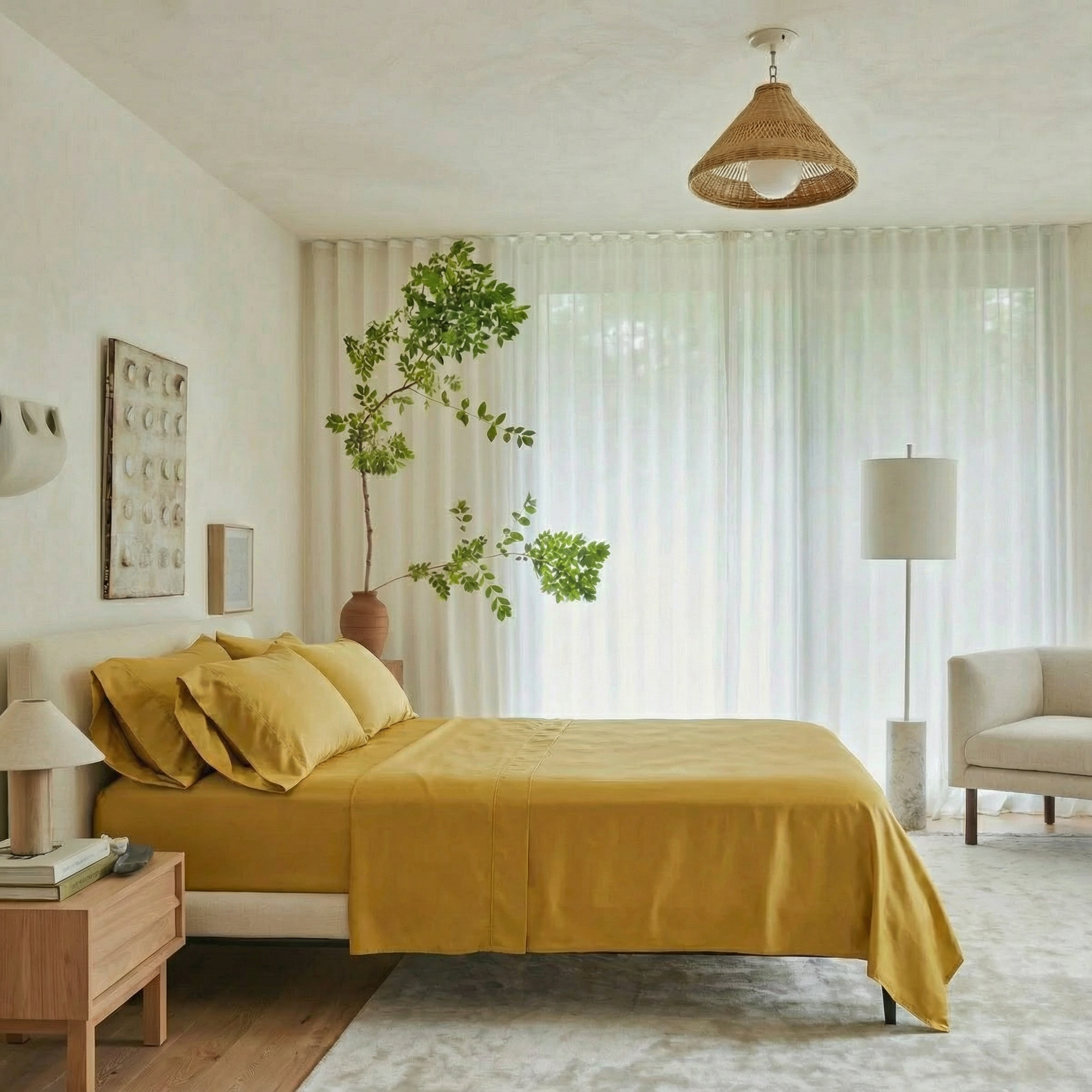 Signature Bamboo Sheet Set, King | Saffron Yellow