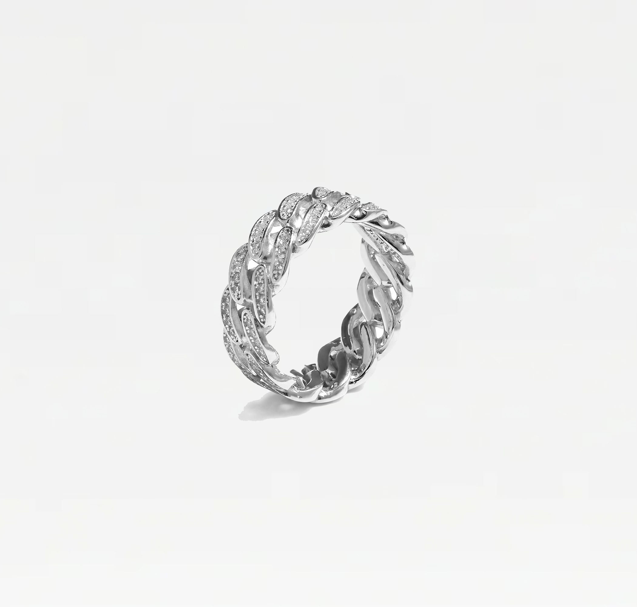 The Iced Out Cuban Link Ii Ring | Sterling Silver