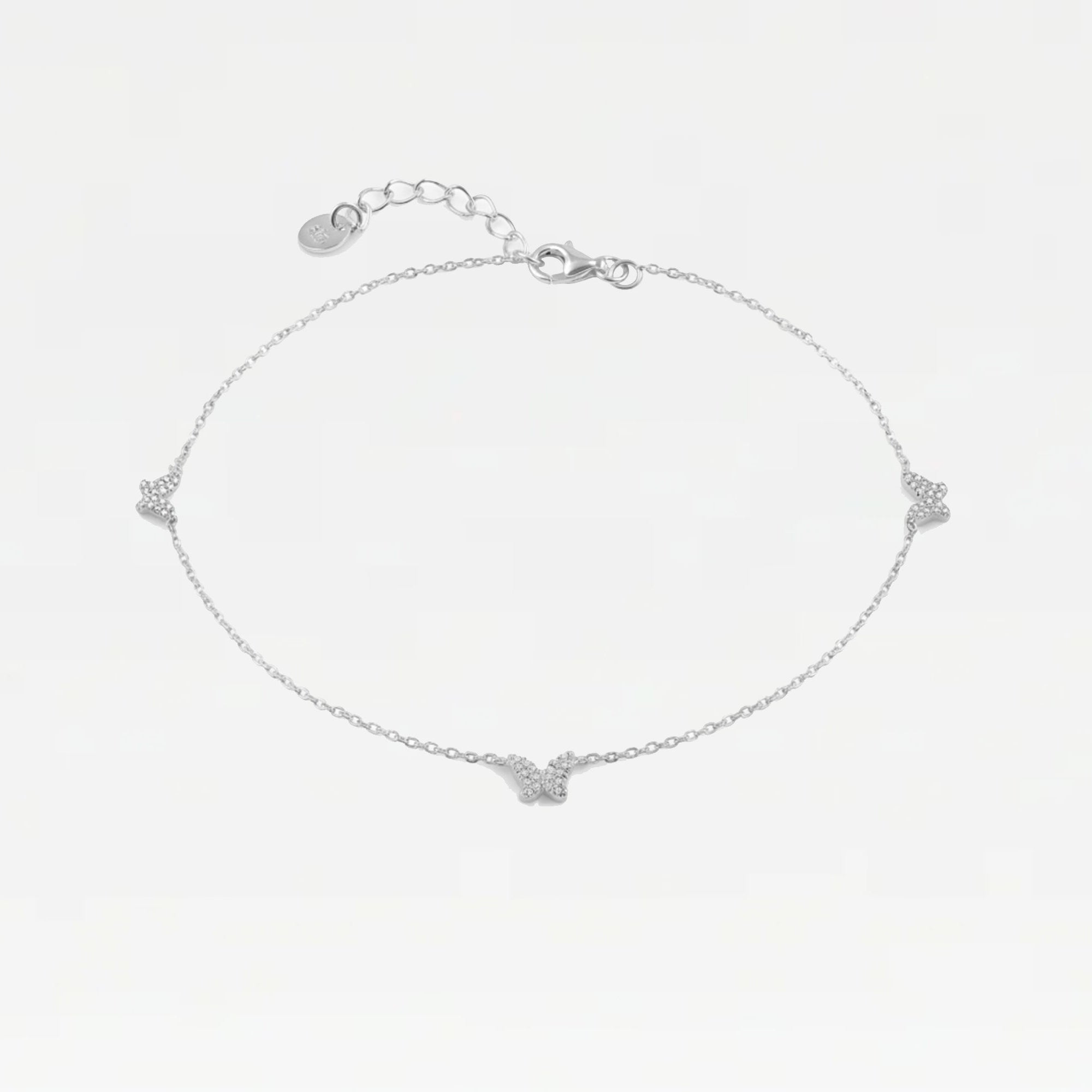 The Pave Butterfly Anklet | Rhodium Plated Brass