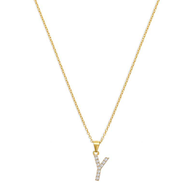 THE PAVE SINGLE BLOCK INITIAL NECKLACE - The M Jewelers