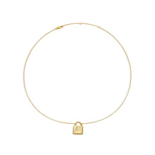 custom embossed initial letter M padlock necklace