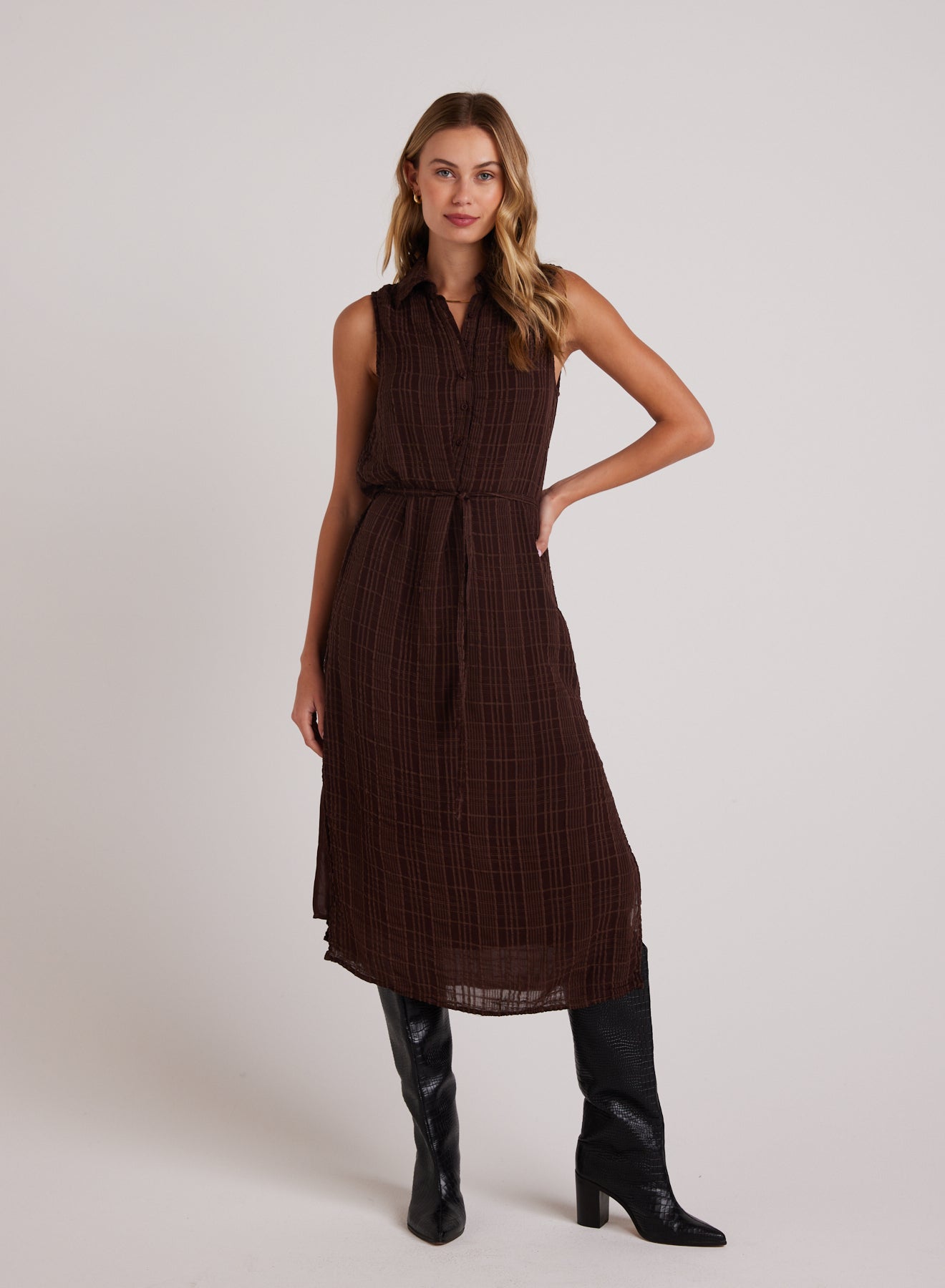 Sleeveless Pullover Midi Dress | Autumn Brown