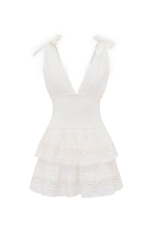 Soira Heart Eyelet Lace Mini Dress | White