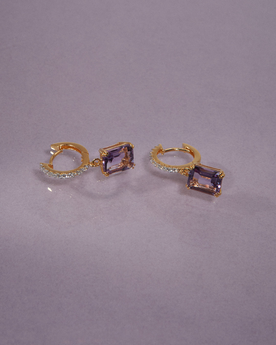 The Mini Diana Huggies - Amethyst | Gold Vermeil Plated Sterling Silver