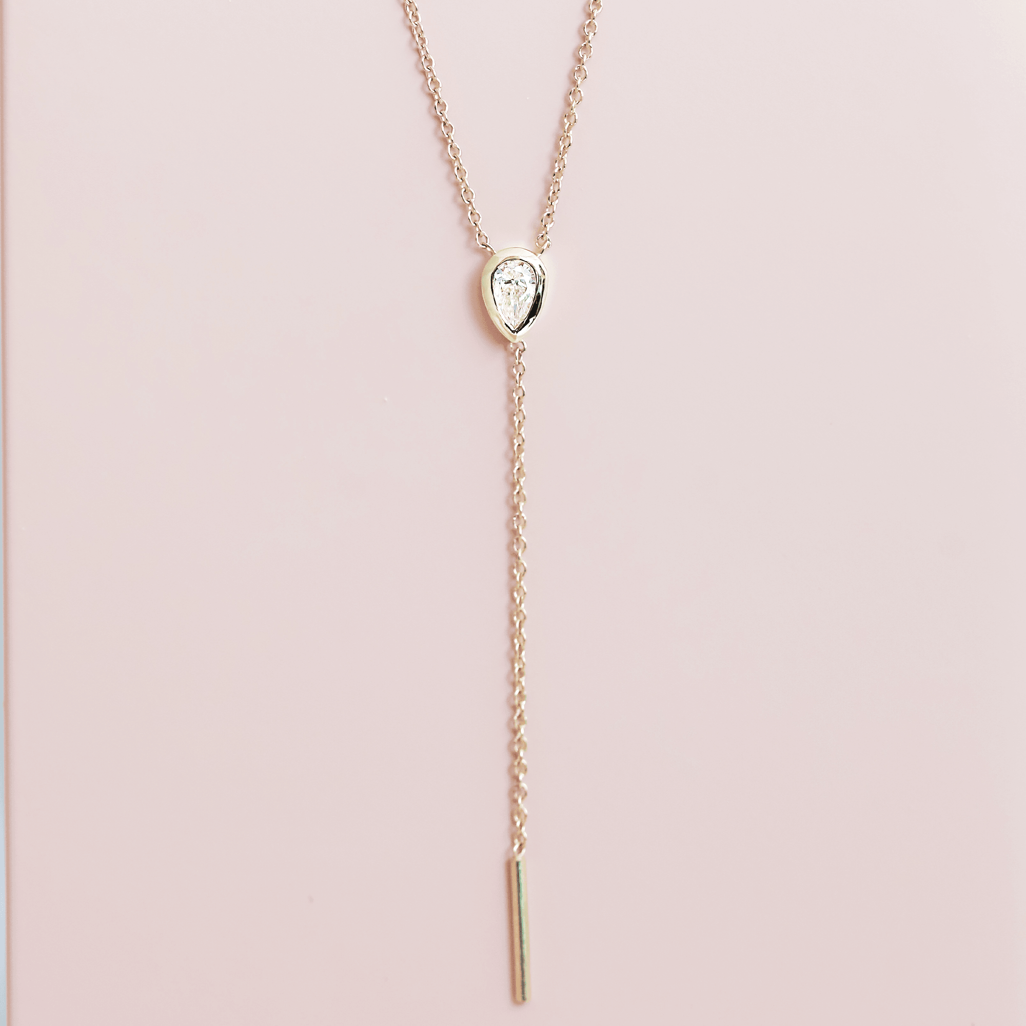 Women | White Diamond Stillwater Lariat | 14k Rose Gold