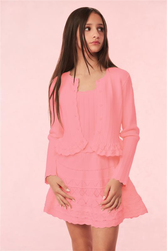 Girls Mari Knit Peplum Cardigan | Sunset Pink