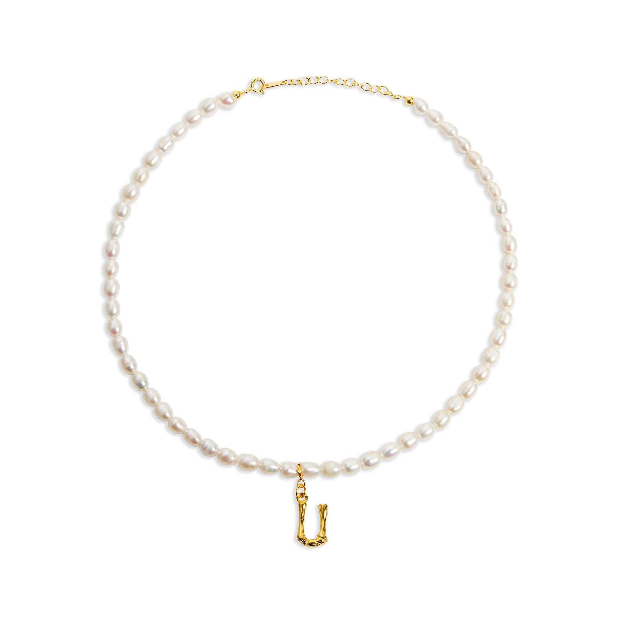 inital letter u pearl necklace