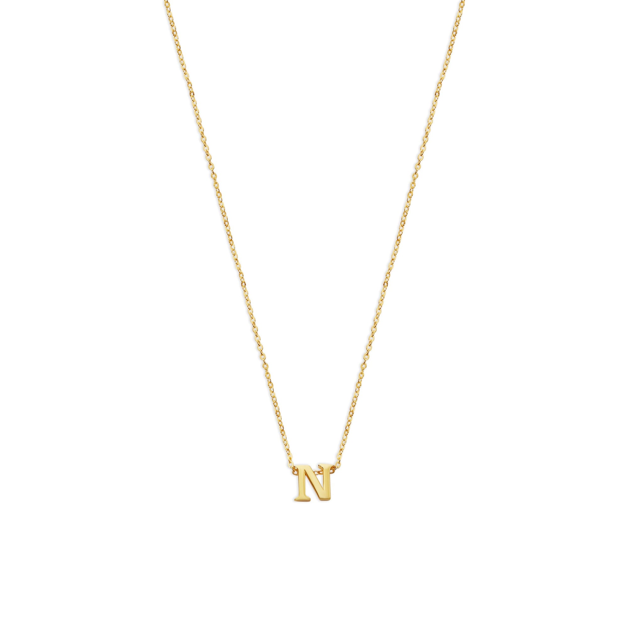 block letter n initial necklace