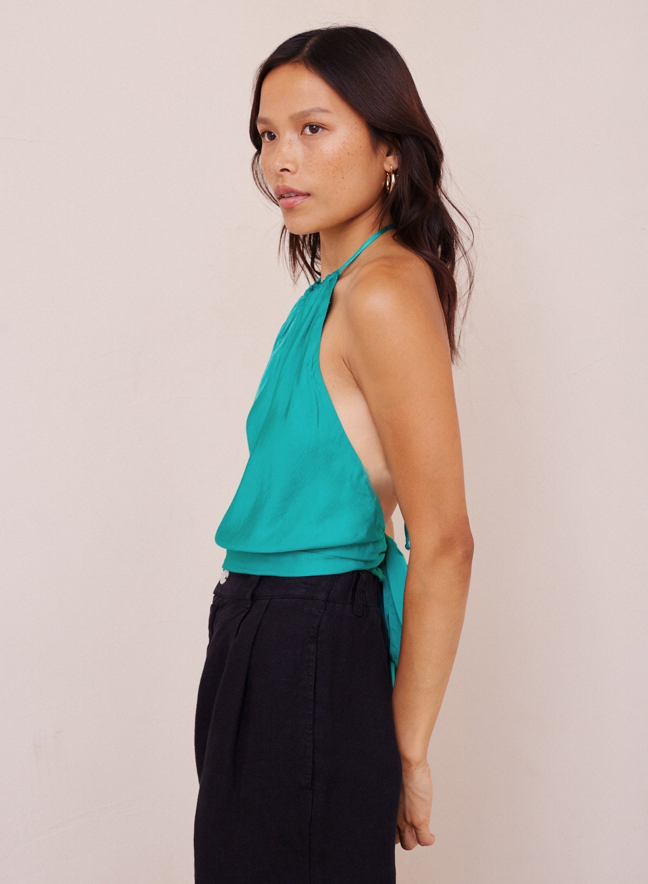 Tie Back Halter Top | Tropical Teal