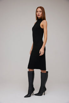 Turtleneck Sleeveless Midi Dress | Black