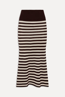 BELLA HADID Tucker Knit Midi Skirt Cowboy Stripe