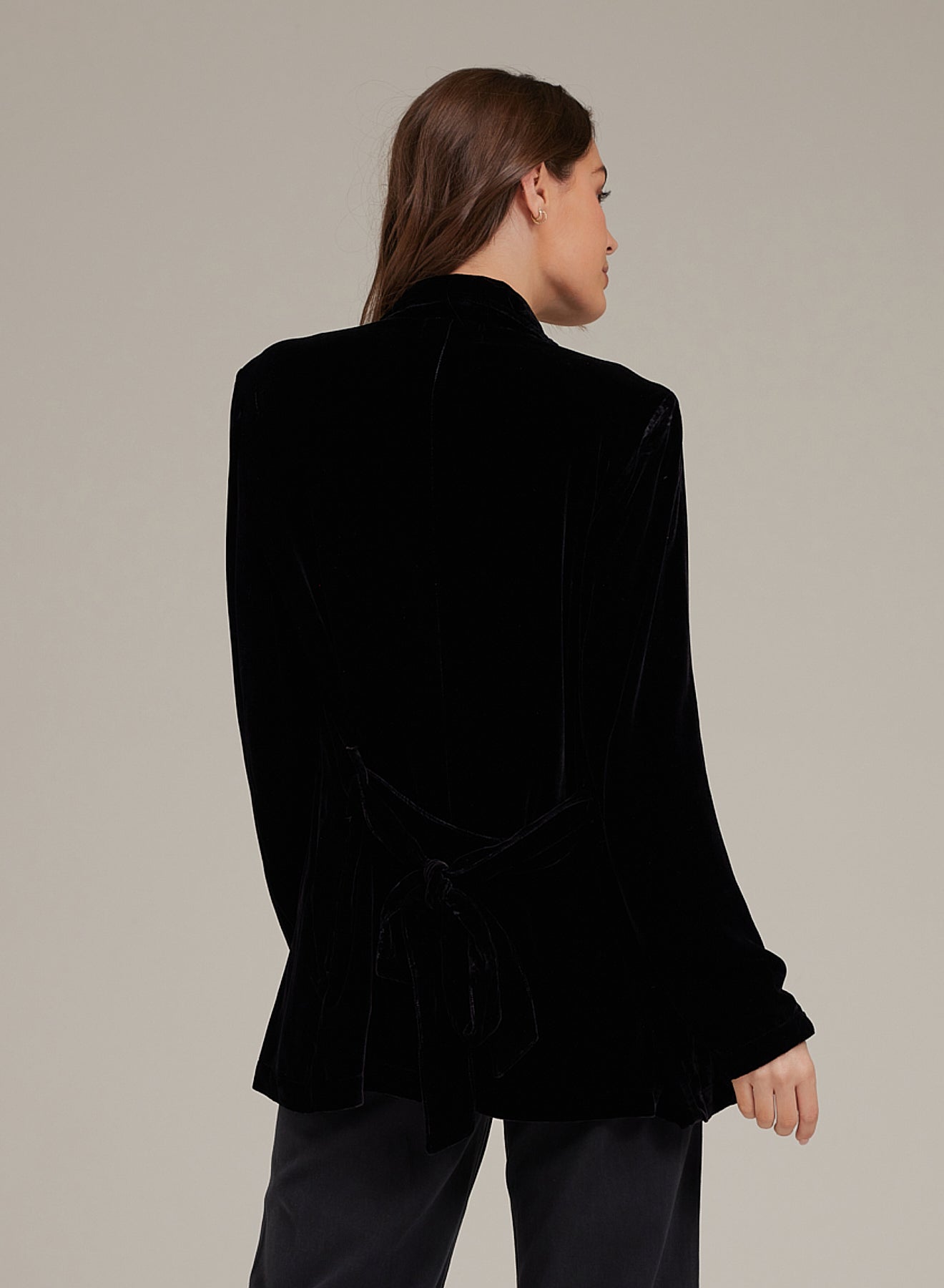 Notch Collar Belted Blazer - Black