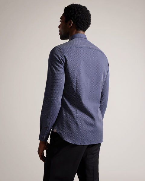 Men | Long Sleeve Circle Weave Shirt | Navy