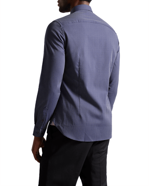Men | Long Sleeve Circle Weave Shirt | Navy