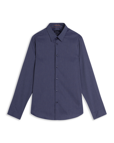 Men | Long Sleeve Circle Weave Shirt | Navy