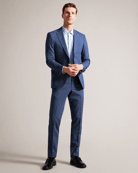 Men | Check Suit Trousers | Navy
