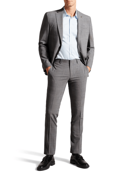 Men | Pow Check Suit Trousers | Light Pastel Grey