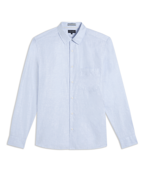 Men | Long Sleeve Linen Shirt | Light Blue Pastel